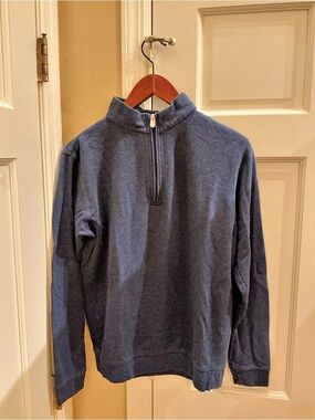 Peter Millar Crown Comfort Interlock Quarter-Zip Pullover Blue Medium